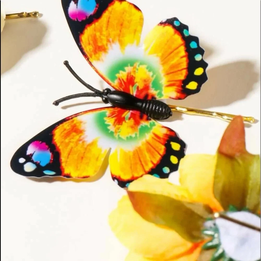 Y2K Coquette Fairycore Cottagecore Butterfly Floral 6 piece Hair Clips